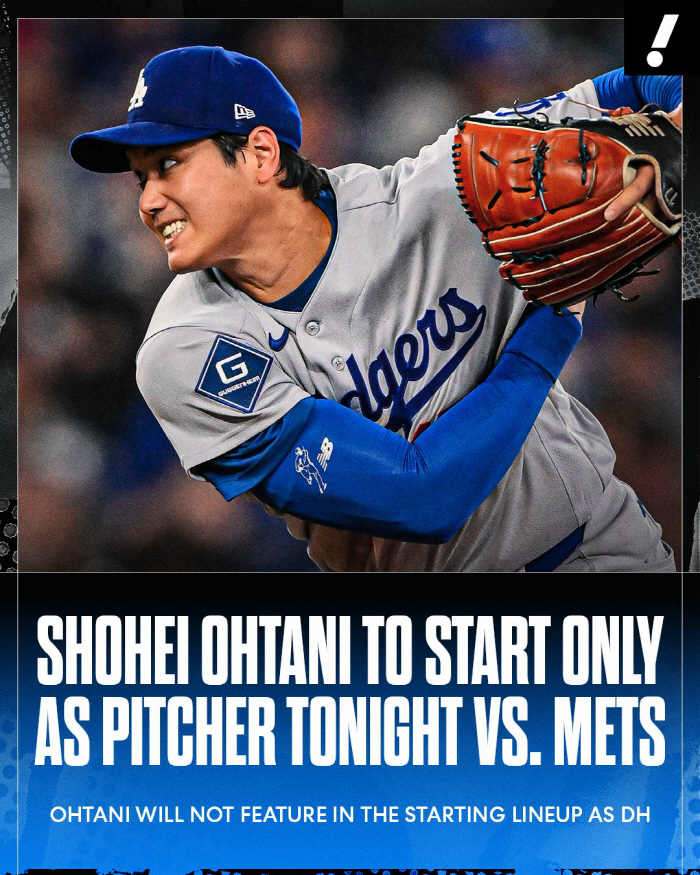 이럴 수가! 오타니 5년만 선발 제외 '데드볼 후유증 심각?'…'풀타임 투타 겸업' 무산 위기→메츠전 투수로만 등판