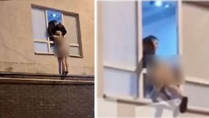 반나체 여성 5m 창문 매달려, 무슨 일?