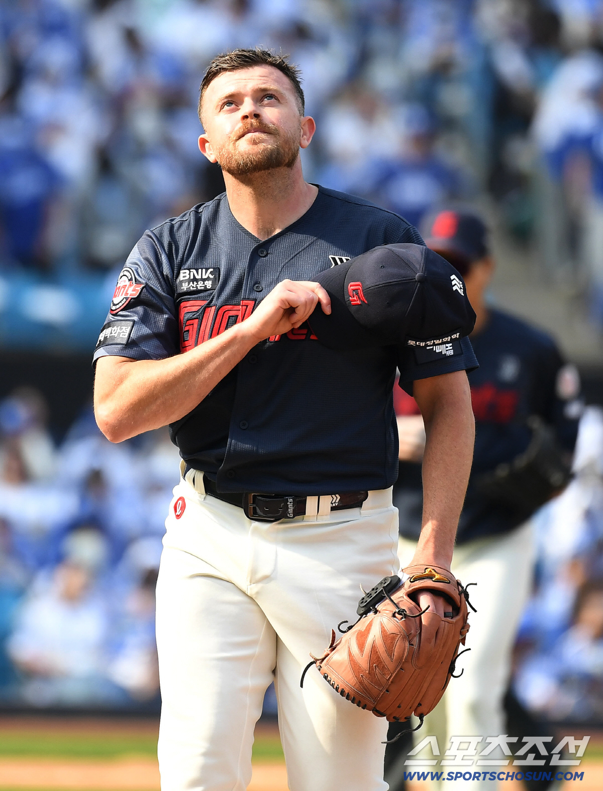 29일 대구 삼성라이온즈파크에서 열린 삼성과 롯데의 경기. 5회 투구를 마치고 마운드를 내려오는 롯데 선발 비슬리. 대구=송정헌 기자 songs@sportschosun.com/2026.03.29/