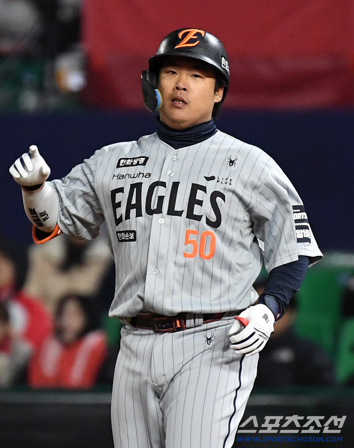 7일 인천 SSG랜더스필드에서 열린 SSG와 한화의 경기. 8회 박성한이 파울플라이 아웃을 당했다. 9회초 1타점 적시타 날린 한화 강백호. 인천=송정헌 기자 songs@sportschosun.com/2026.04.07/