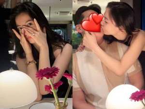 '9월 결혼' 류화영, '초대형 다이아' 프러포즈 받았다..뽀뽀 인증샷까지 공개