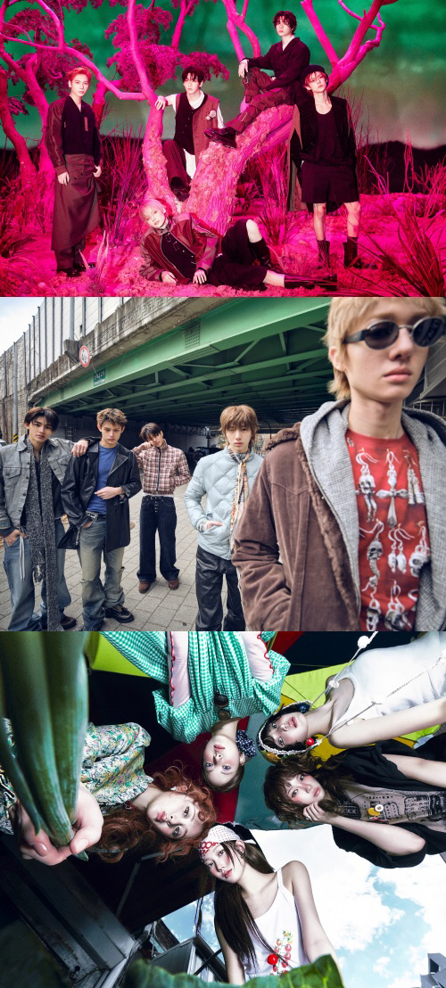 투모로우바이투게더, 코르티스, 르세라핌(위부터). 사진 제공=빅히트 뮤직, 쏘스뮤직