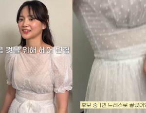 '김무열♥' 윤승아, 7kg 늘어도 '허리 한줌'..11년만 웨딩드레스 자태