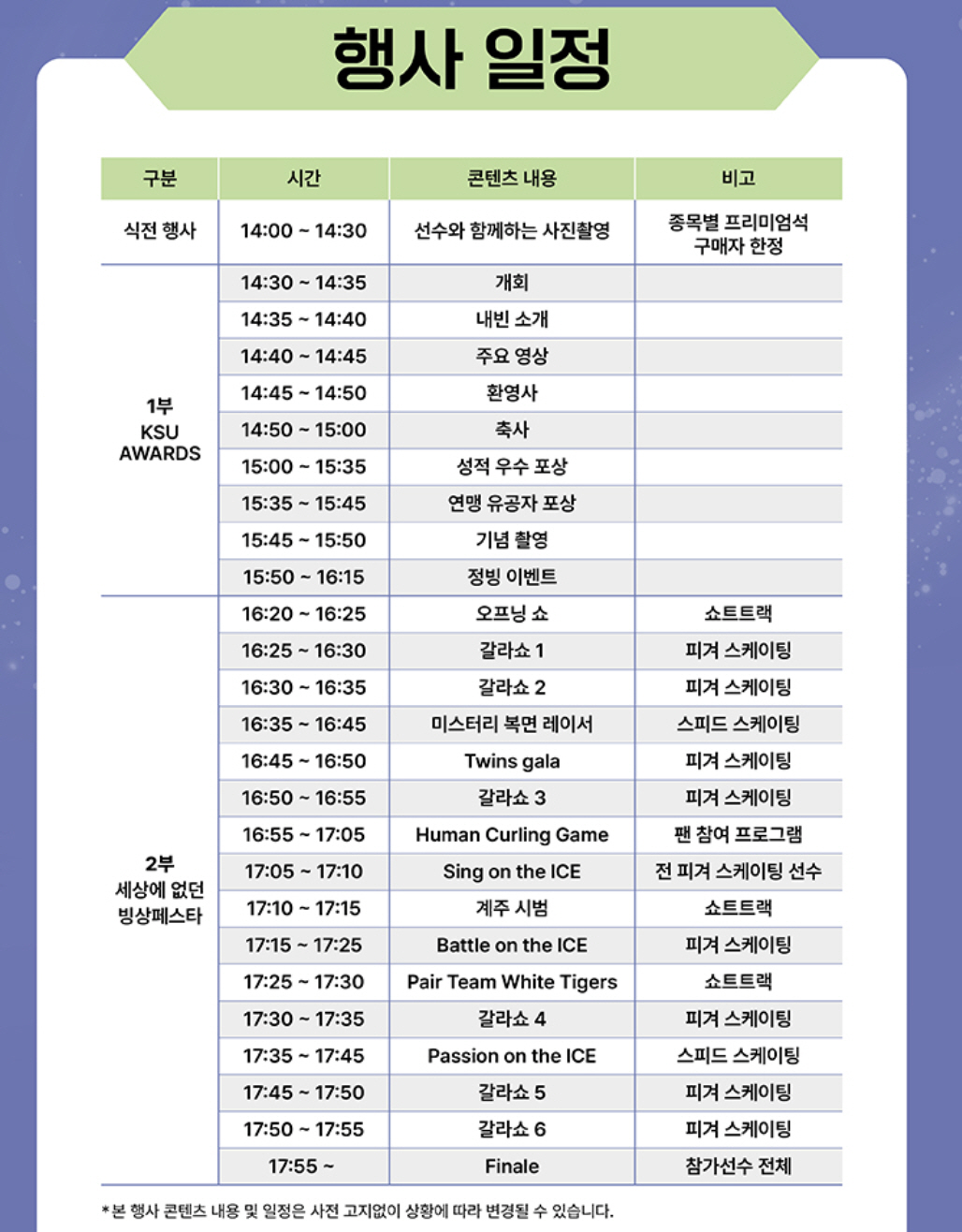 'K-스케이팅 데이' 행사 순서