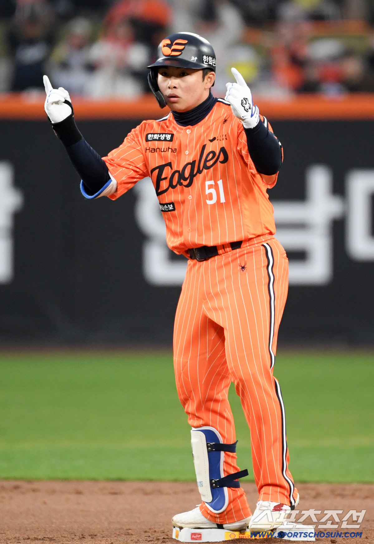 10일 대전 한화생명볼파크에서 열린 한화와 KIA의 경기. 1회말 1사 2루 한화 문현빈이 안타를 날린 뒤 환호하고 있다. 대전=박재만 기자 pjm@sportschosun.com/2026.04.10/