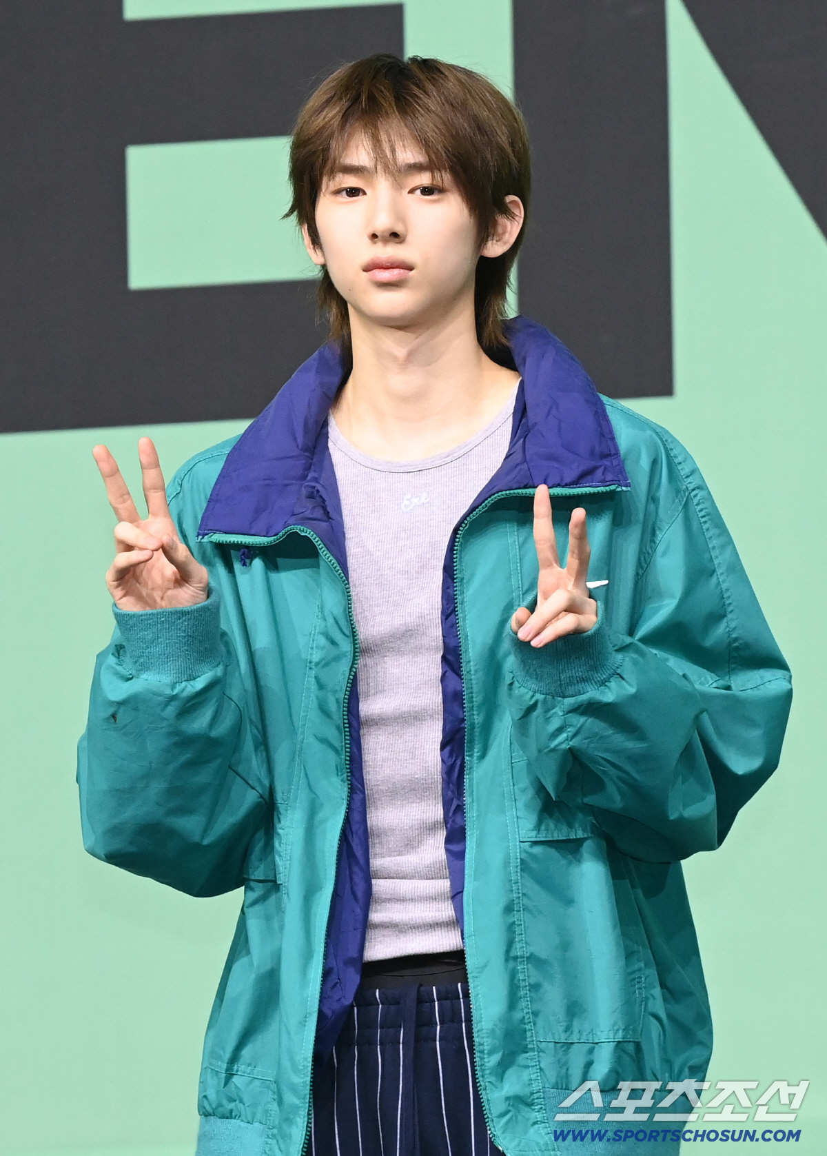 코르티스(마틴, 제임스, 주훈, 성현, 건호)의 미니 2집 'GREENGREEN' 미디어 쇼케이스가 20일 예스24 라이브홀에서 열렸다. 포즈를 취하는 코르티스 주훈의 모습. 허상욱 기자 wook@sportschosun.com/2026.04.20/