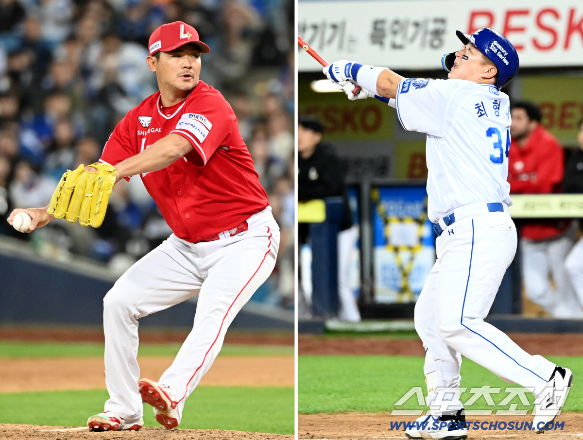 노경은과 최형우의 맞대결 장면