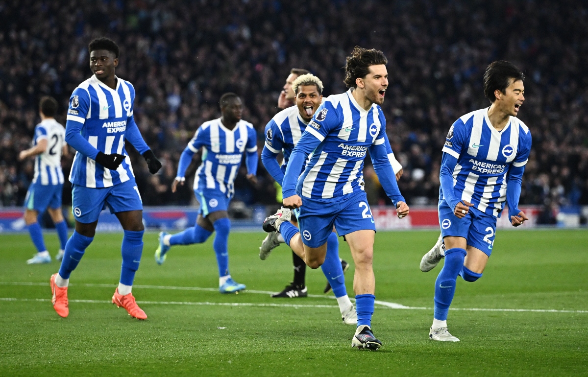 득점한 후 좋아하는 브라이턴 선수들 로이터