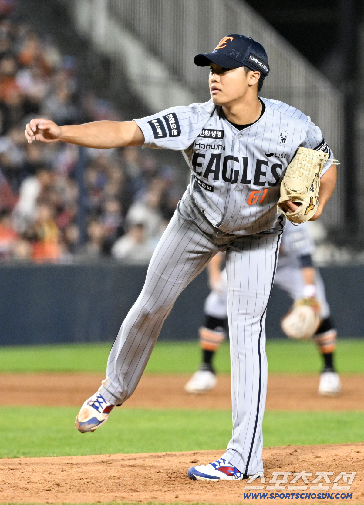 21일 잠실구장에서 열린 LG와 한화의 경기. 한화 정우주가 역투하고 있다. 잠실=박재만 기자 pjm@sportschosun.com/2026.04.21/