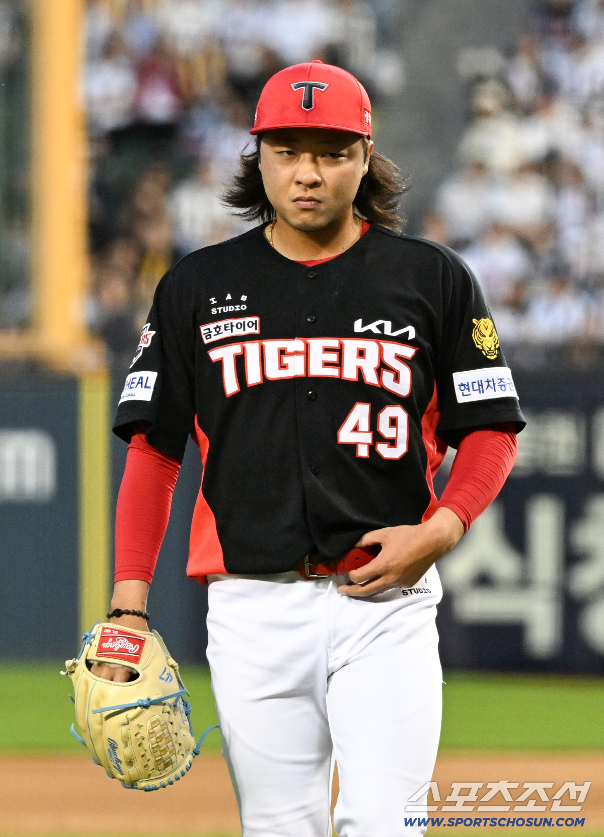 18일 잠실구장에서 열린 두산과 KIA의 경기. KIA 김범수가 숨을 고르고 있다. 잠실=박재만 기자 pjm@sportschosun.com/2026.04.18/