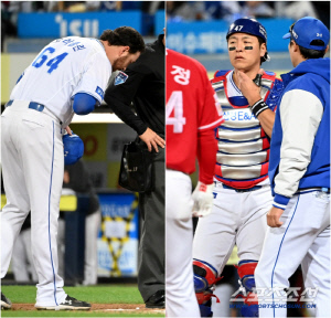 강민호 목 강타한 오러클린, 걱정 가득한 눈빛...미안함과 고마움 담은 목례[대구 현장]