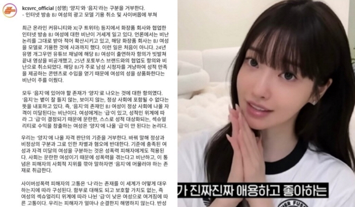 과즙세연 논란, ‘양지·음지’ 논쟁으로 번졌다…성폭력센터 “양지 나올 자격 왜 따지나”