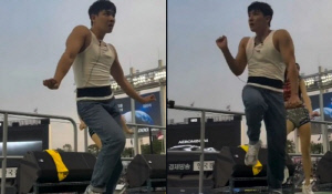 치어리더 이준, 민소매 차림으로 무릎 번쩍…엠블랙 시절 실력 안 죽었네