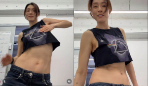 가희, 사무실서 나홀로 ‘아찔’ 복근 노출하며 춤판…군살 제로 탄탄 복근 깜짝