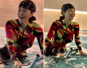 김혜수, 수중 운동 중 포착된 몸매..화려한 수영복도 소화 '갓벽'