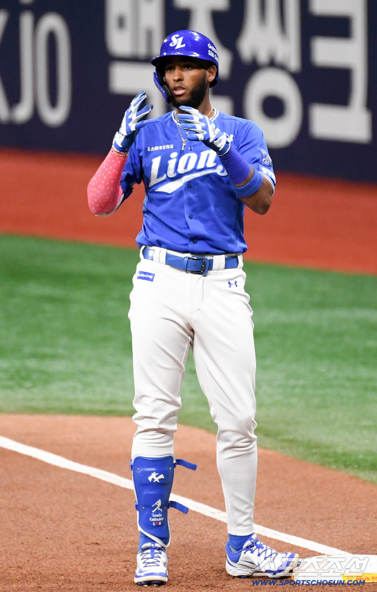 25일 서울 고척스카이돔에서 열린 키움과 삼성의 경기. 1회초 1사 1,2루 삼성 디아즈가 안타를 날린 뒤 환호하고 있다. 고척=박재만 기자 pjm@sportschosun.com/2026.04.25/