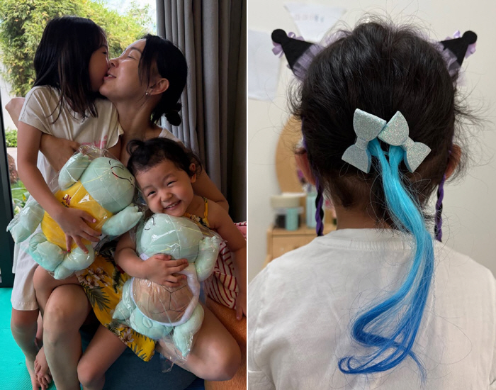 이지혜, 곱슬머리 딸 눈물에 속상..붙임머리까지 "긴 머리 되게 해주고 싶어"