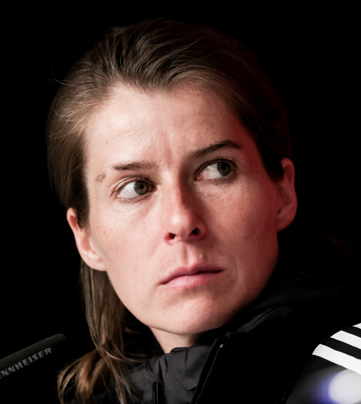 epa12912321 Union Berlin's head coach Marie-Louise Eta gives a press conference after the German Bundesliga soccer match between RB Leipzig and 1. FC Union Berlin in Leipzig, Germany, 24 April 2026. EPA/FILIP SINGER The DFL regulations prohibit any use of photographs as image sequences and/or quasi-video