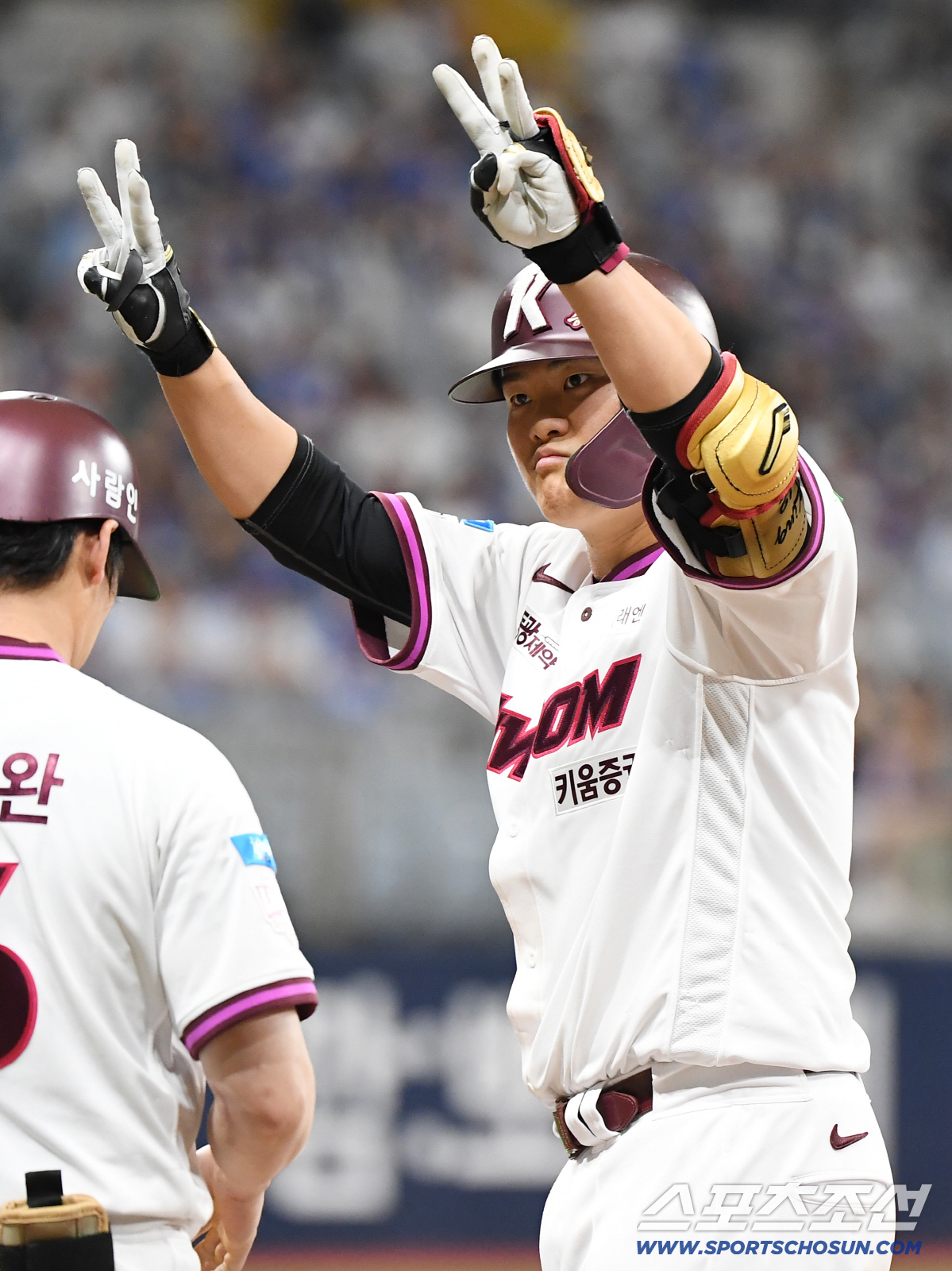 26일 오후 서울 고척스카이돔에서 열린 삼성-키움전. 9회초 1사 2루 김건희가 1타점 적시타를 친 후 환호하고 있다. 고척=정재근 기자 cjg@sportschosun.com/2026.4.26/