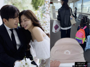 '11세 연하♥' 이민우, 결혼 한달 만..갓난 딸 데리고 신혼여행 "네 식구 함께"