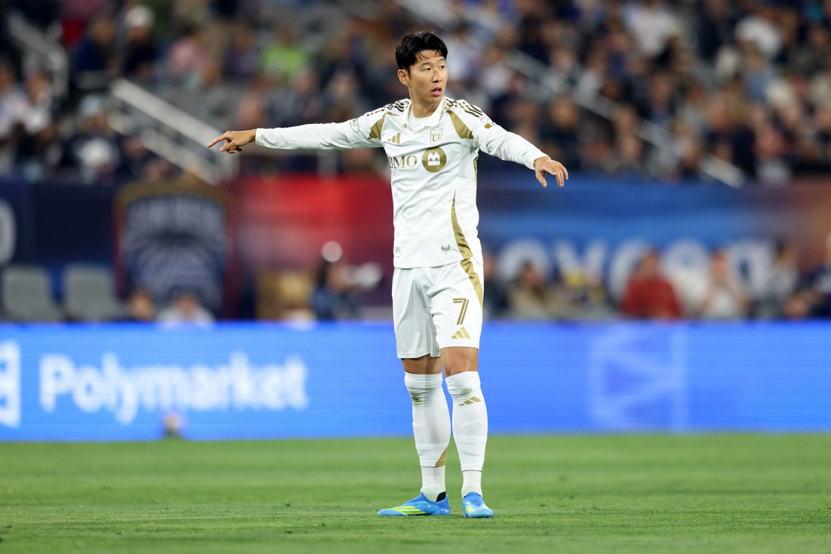SAN DIEGO, CALIFORNIA - MAY 02: Son Heung-Min #7 of Los Angeles FC reacts during the MLS match between San Diego FC and Los Angeles Football Club at Snapdragon Stadium on May 02, 2026 in San Diego, California. Luiza Moraes/Getty Images/AFP (Photo by Luiza Moraes / GETTY IMAGES NORTH AMERICA / Getty Images via AFP)