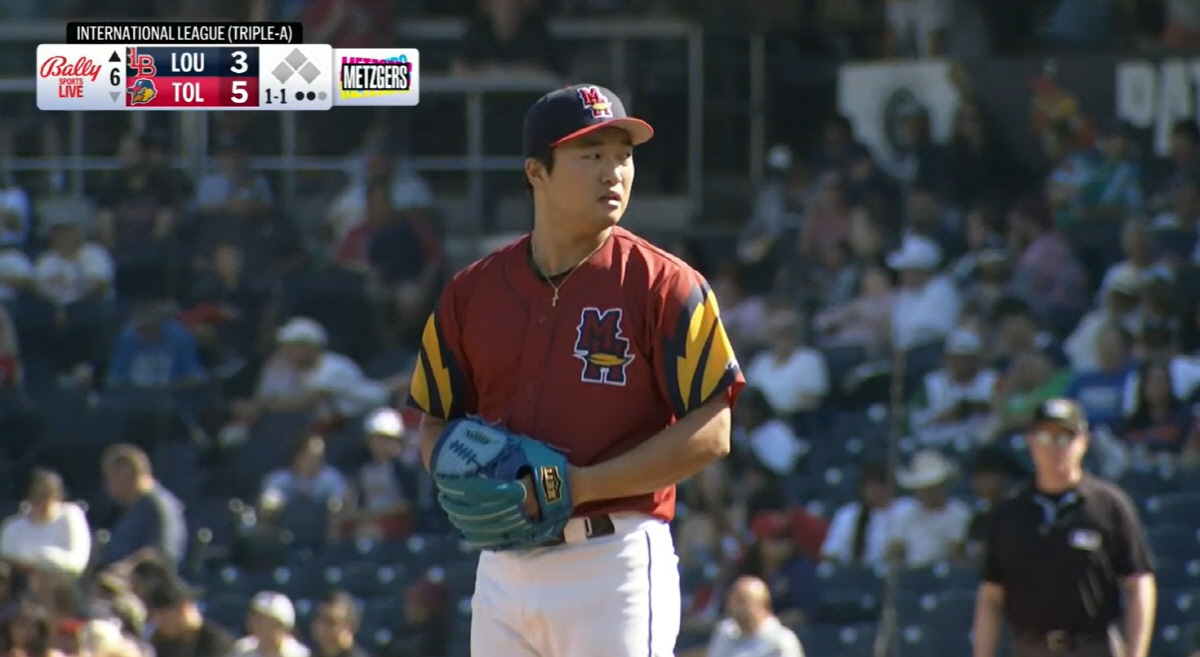 트리플A 톨레도 머드헨스 시절의 고우석. 사진=MiLB.TV 캡처