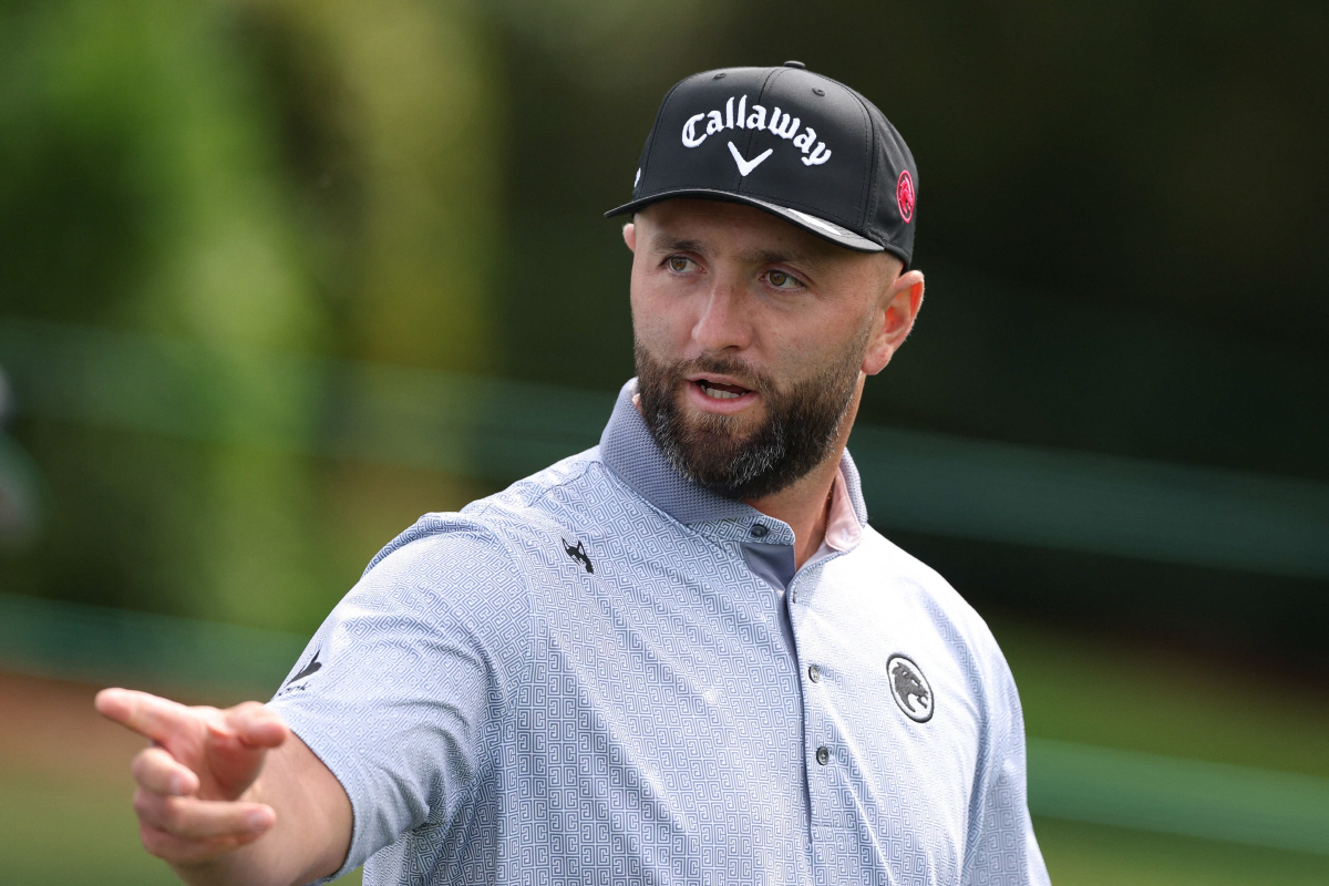 AUGUSTA, GEORGIA - APRIL 07: Jon Rahm of Spain looks on while playing the 10th hole during a practice round prior to the 2026 Masters Tournament at Augusta National Golf Club on April 07, 2026 in Augusta, Georgia. Andrew Redington/Getty Images/AFP (Photo by Andrew Redington / GETTY IMAGES NORTH AMERICA / Getty Images via AFP)