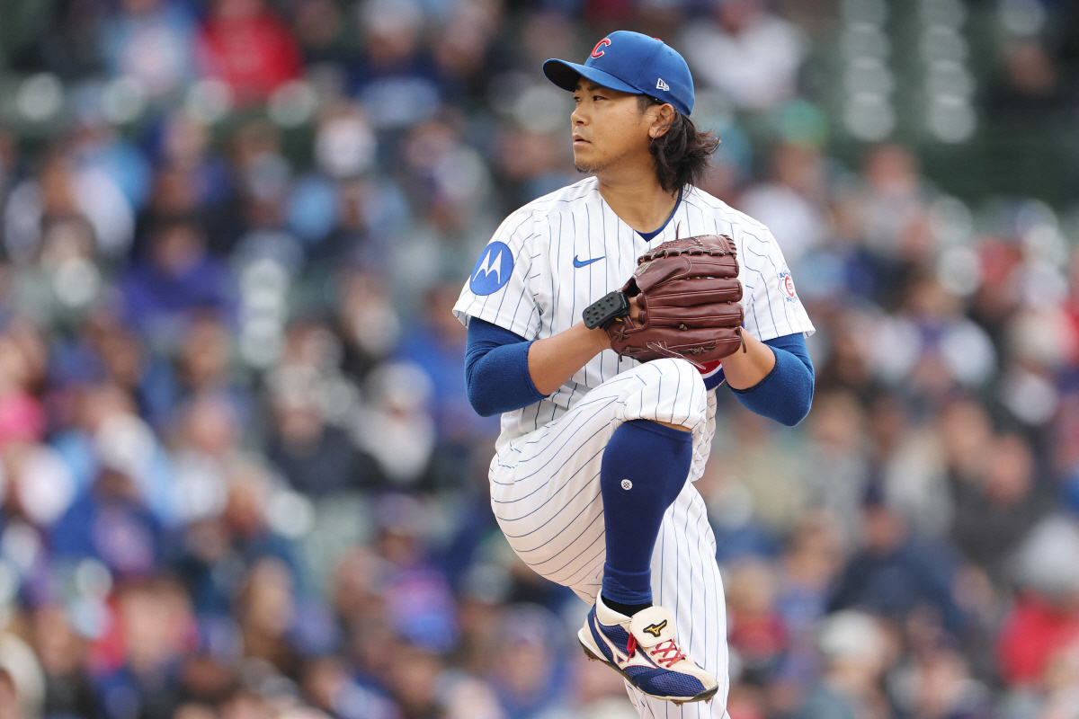 CHICAGO, ILLINOIS - MAY 07: Shota Imanaga #18 of the Chicago Cubs reacts against the Cincinnati Reds during the sixth inning at Wrigley Field on May 07, 2026 in Chicago, Illinois. Michael Reaves/Getty Images/AFP (Photo by Michael Reaves / GETTY IMAGES NORTH AMERICA / Getty Images via AFP)