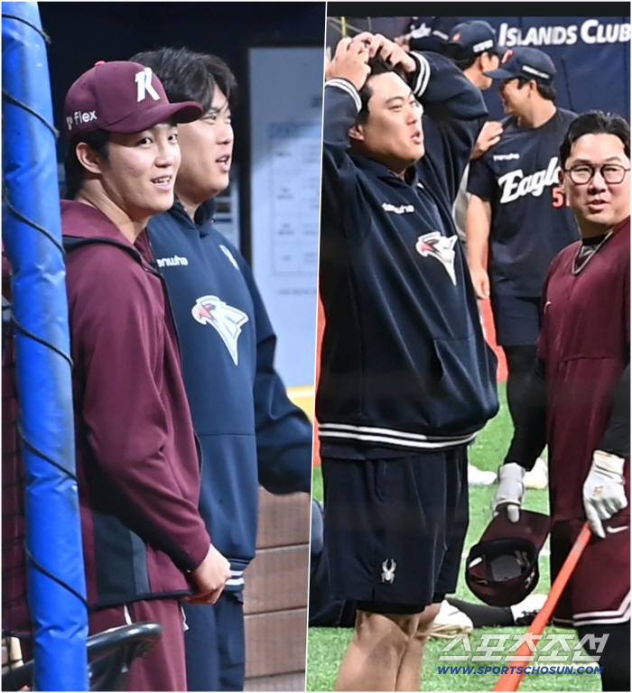 '괴물 등장'에 버선발로 달려온 안우진, 미소로 맞이한 안치홍…류현진 선발 등판 앞두고 '훈훈'