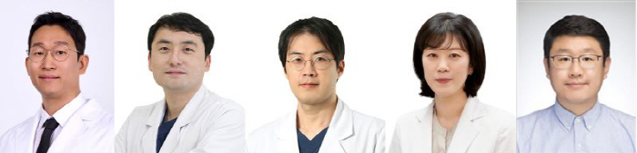(왼쪽부터) 고려대 구로병원 정형외과 강성현·조재우 교수, 응급중환자외상외과 최낙준 교수, 가정의학과 남가은 교수, 숭실대 정보통계보험수리학과 한경도 교수