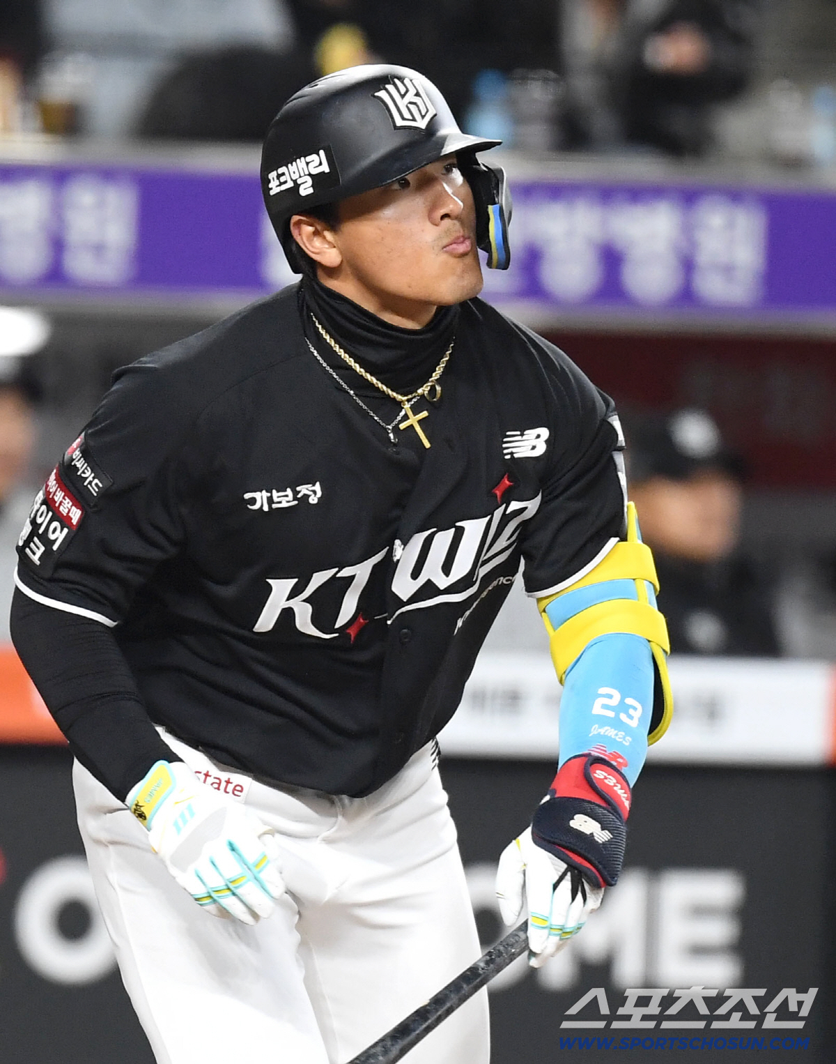 2일 대전 한화생명볼파크에서 열린 한화와 KT의 경기. 3회 1사 1, 3루. 1타점 적시타 날린 KT 안현민. 대전=송정헌 기자 songs@sportschosun.com/2026.04.02/