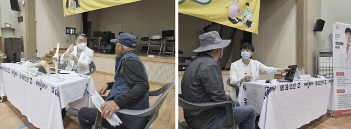 진료 중인 이상훈 병원장(왼쪽)과 정대영 원장.