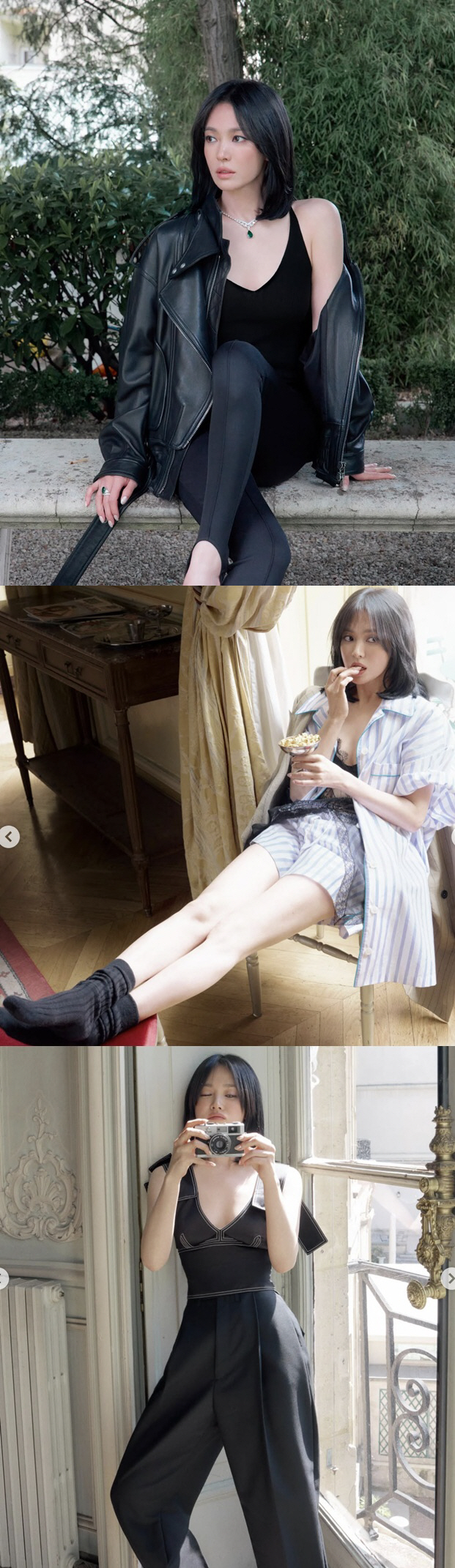 송혜교, 란제리룩에 쫄쫄이 패션까지..44세에 '파격 소화력'