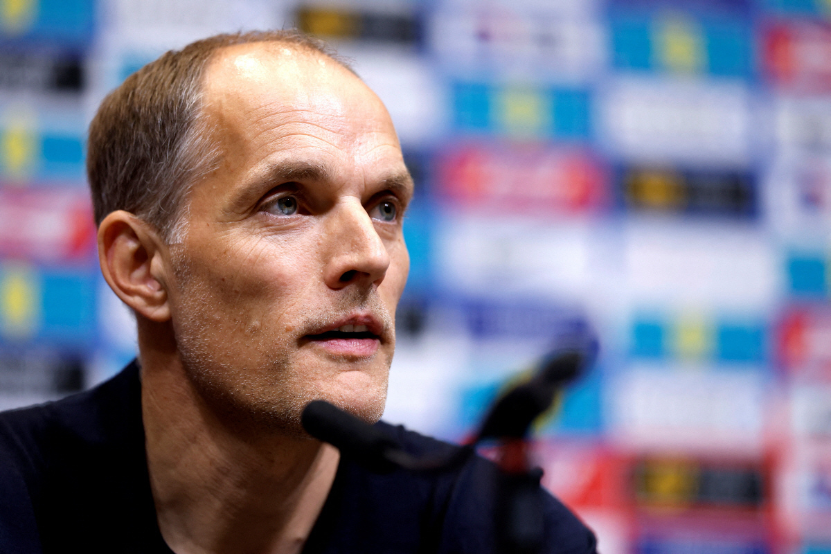 Soccer Football - FIFA World Cup 2026 - Thomas Tuchel announces England squad - Wembley Stadium, London, Britain - May 22, 2026 England manager Thomas Tuchel during the press conference Action Images via Reuters/Peter Cziborra REFILE - CORRECTING VENUE