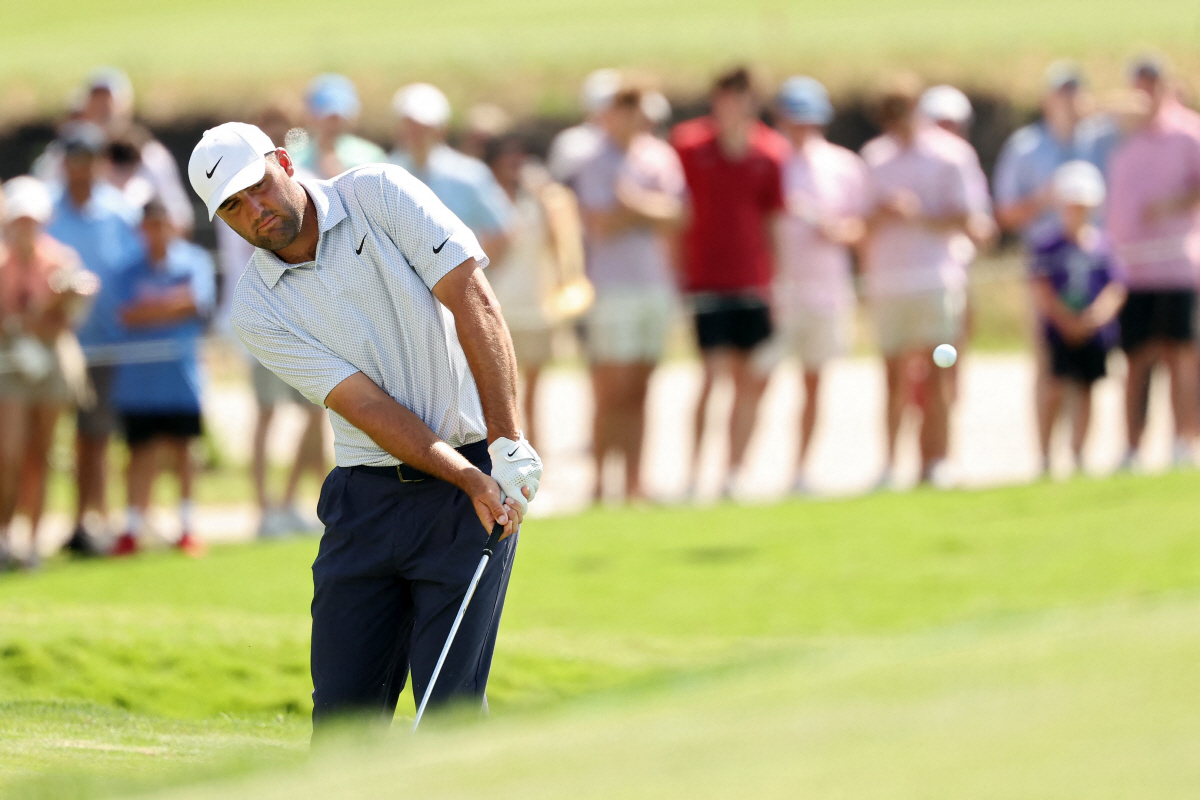 MCKINNEY, TEXAS - MAY 24: Scottie Scheffler of the United States plays a shot on the 14th hole during the final round of THE CJ CUP Byron Nelson 2026 at TPC Craig Ranch on May 24, 2026 in McKinney, Texas. Sam Hodde/Getty Images/AFP (Photo by Sam Hodde / GETTY IMAGES NORTH AMERICA / Getty Images via AFP)Getty Images for The CJ Cup