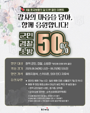 KT 위즈, 호국보훈의 달 맞아 군경 및 소방관 티켓 할인