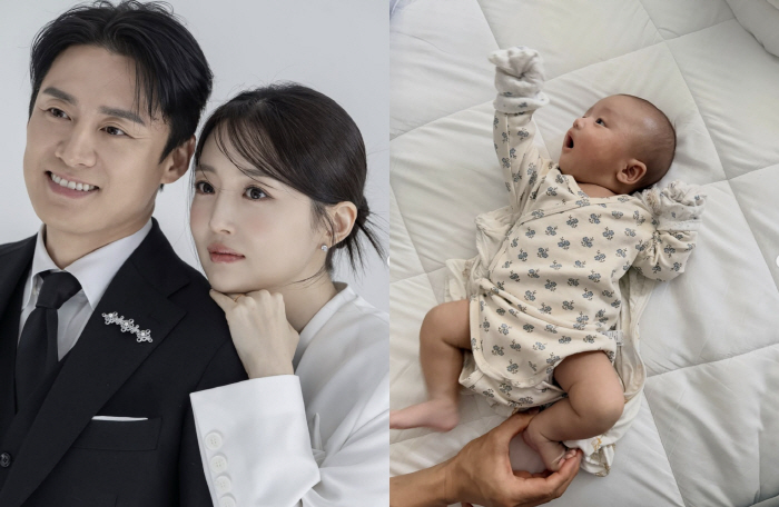 오상진, 생후 50일 子에 벌써 조기교육 시작…신생아 외모가 벌써 '완성형'