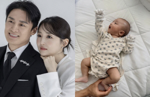 오상진, 생후 50일 子에 벌써 조기교육 시작…신생아 외모가 벌써 '완성형'