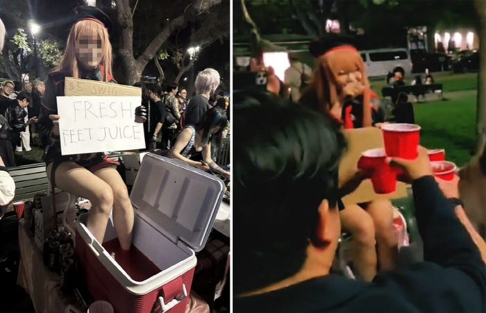 "신선한 발 주스 팝니다"…'기이한' 코스프레 행사 1시간 만에 완판