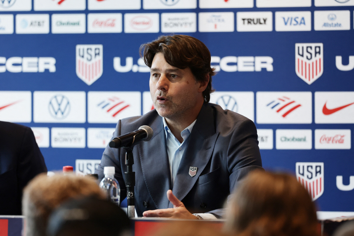 NEW YORK, NEW YORK - MAY 26: Mauricio Pochettino, Head Coach of United States, speaks to the media during the United States World Cup roster reveal on May 26, 2026 in New York City. Adam Hunger/Getty Images/AFP (Photo by Adam Hunger / GETTY IMAGES NORTH AMERICA / Getty Images via AFP)