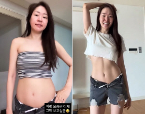 미자, 7일 만에 49kg 찍었다..뱃살 삭제된 납작배 "2kg 더 뺄 것"