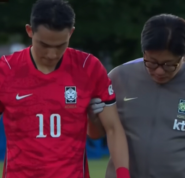 조유민 부상 장면. 출처=KFA TV 영상 캡쳐