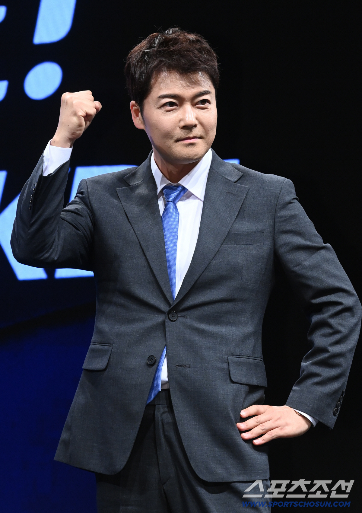 2일 KBS아트홀에서 열린 'KBS 2026 FIFA 북중미 월드컵' 제작발표회. 전현무 캐스터가 포즈를 취하고 있다. 여의도=허상욱 기자 wook@sportschosun.com/2026.06.02/