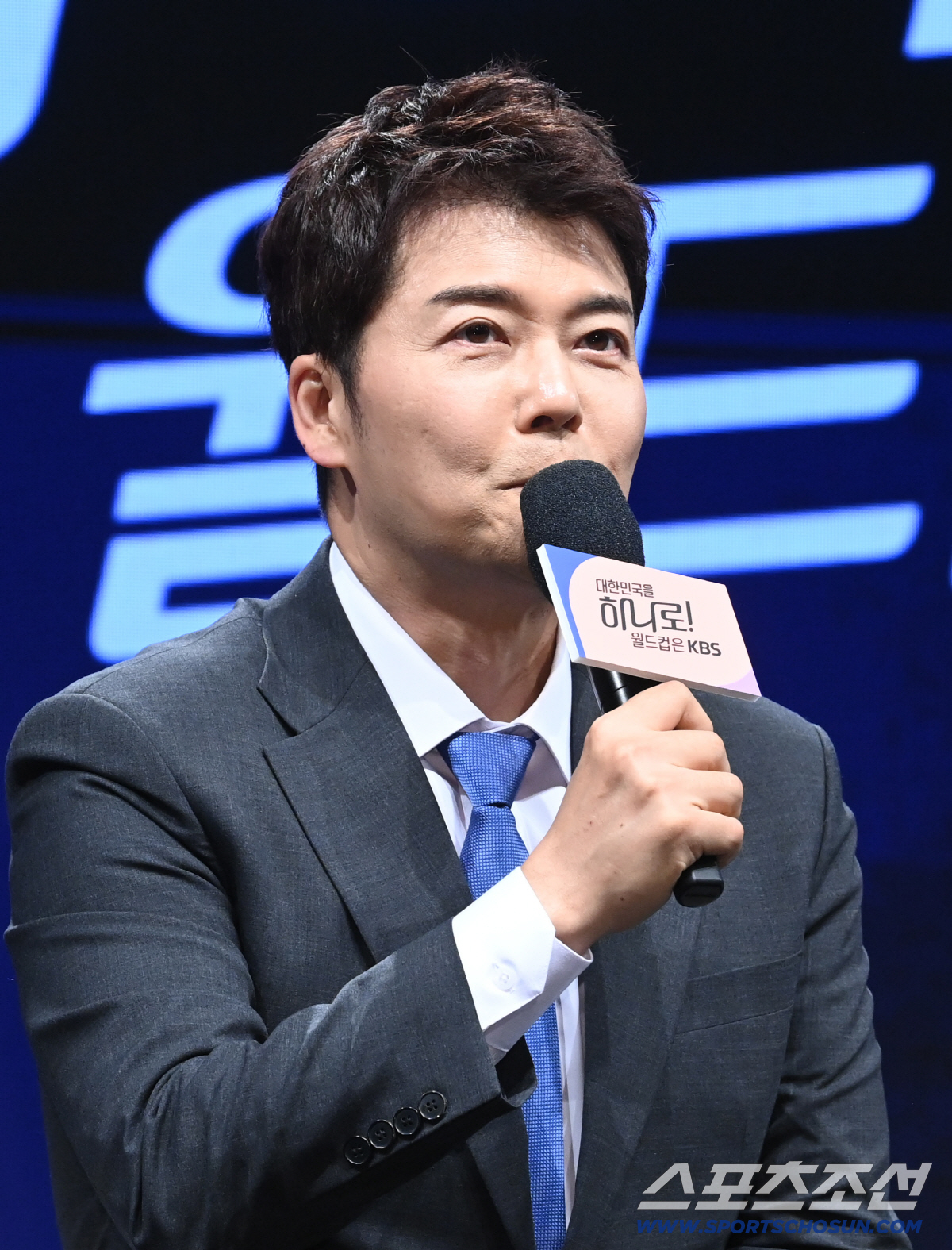 2일 KBS아트홀에서 열린 'KBS 2026 FIFA 북중미 월드컵' 제작발표회. 전현무 캐스터가 질문에 답하고 있다. 여의도=허상욱 기자 wook@sportschosun.com/2026.06.02/