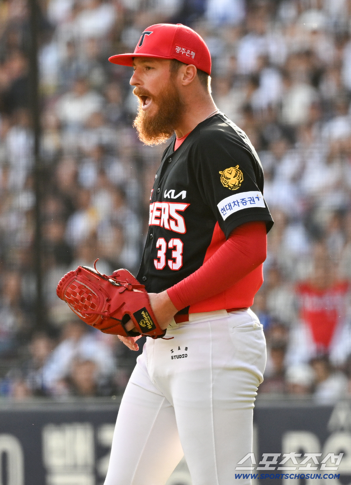 18일 잠실구장에서 열린 두산과 KIA의 경기. KIA 올러가 포효하고 있다. 잠실=박재만 기자 pjm@sportschosun.com/2026.04.18/