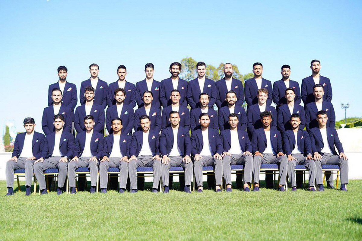 This handout photograph taken and released by Iran Football Federation Press Office on June 6, 2026 shows Iran's national team players posing in Antalya, Turkey, before their departure to Mexico.