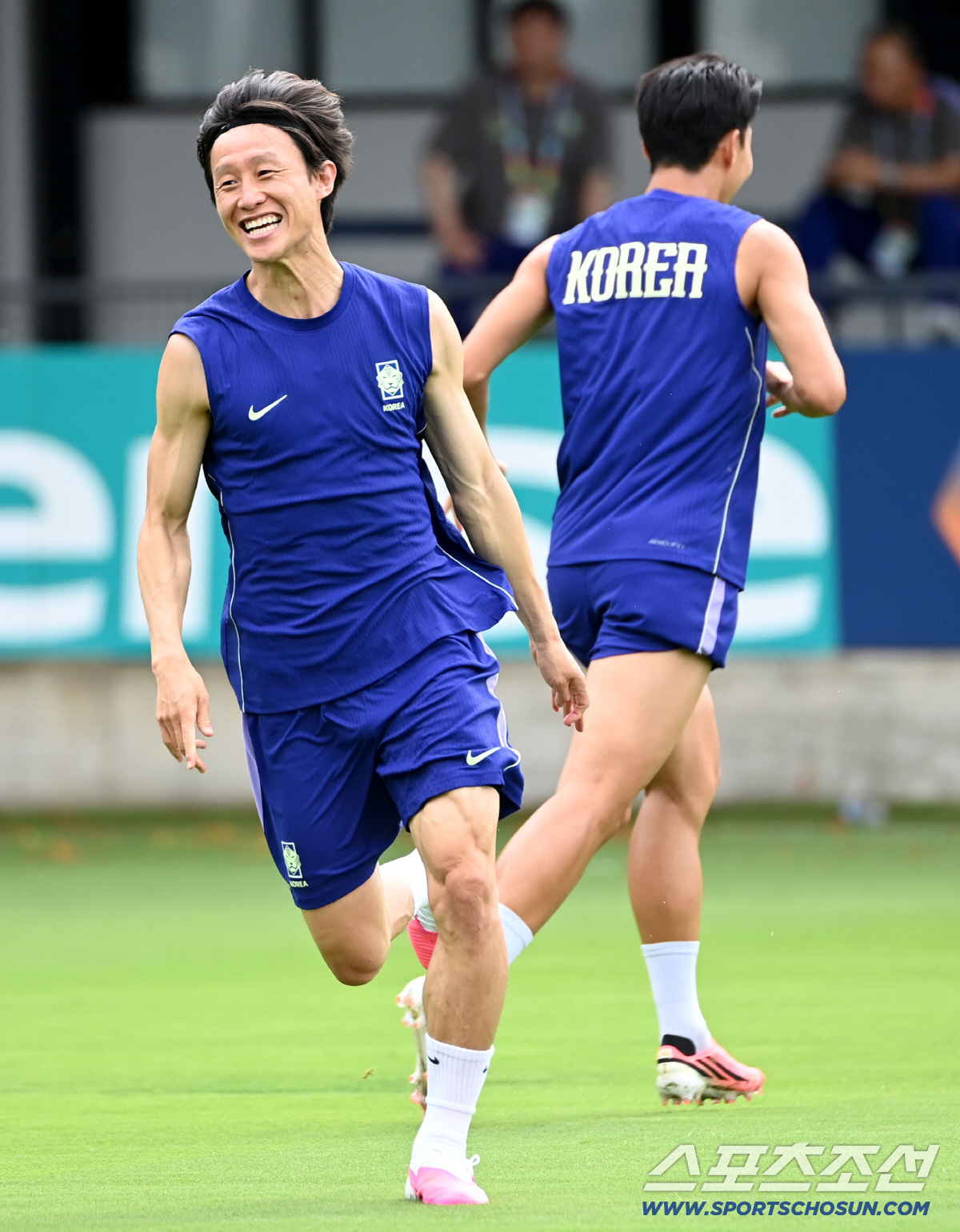 7일(한국시각) 멕시코 과달라하라의 대표팀 베이스캠프 훈련장인 치바스 베르데 바예에서 진행된 대한민국 월드컵 대표팀의 공식 훈련, 이재성이 미소짓고 있다. 과달라하라(멕시코)=허상욱 기자 wook@sportschosun.com/2026.06.07/
