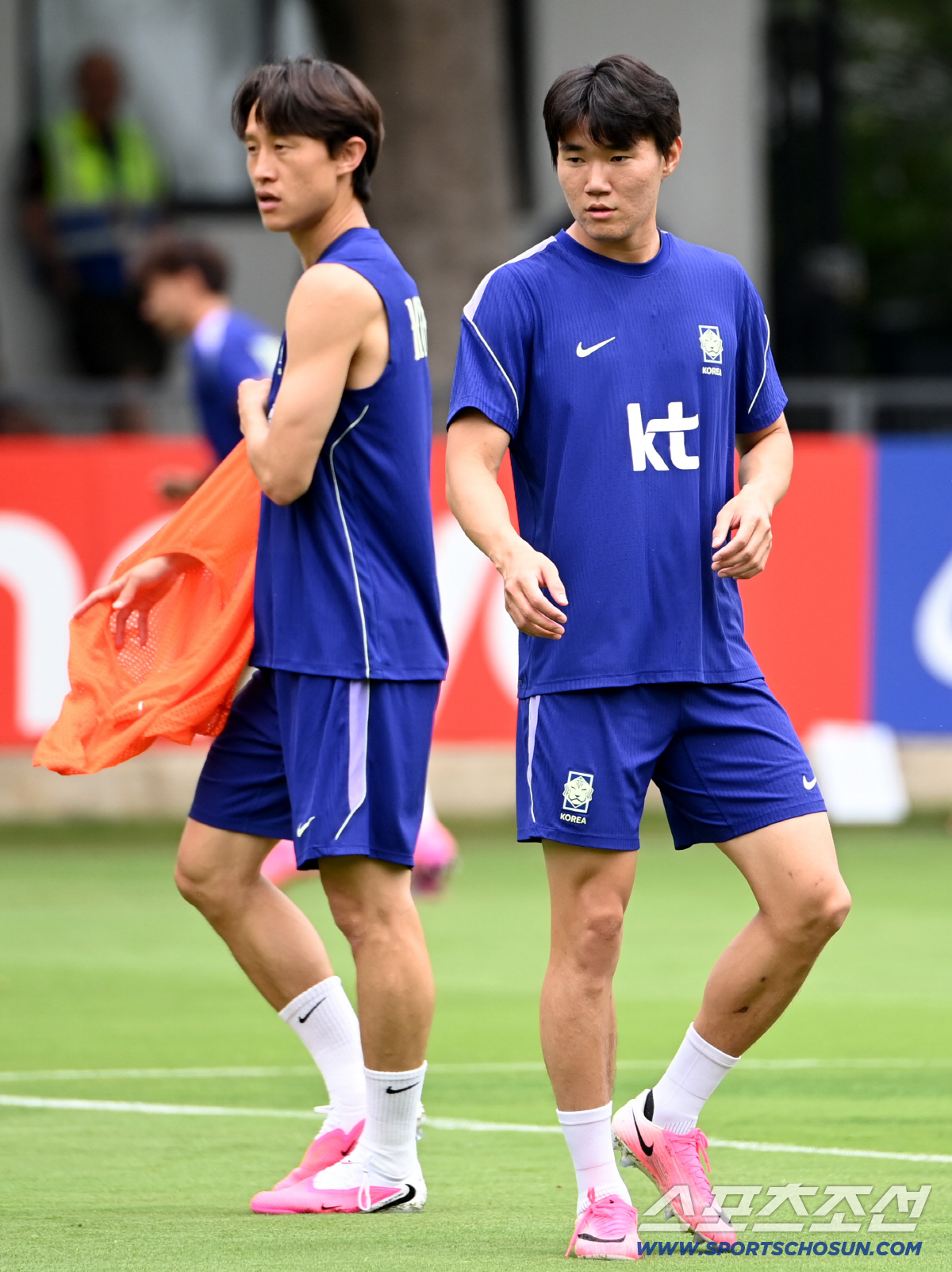 8일(한국시각) 멕시코 과달라하라 인근 사포판 월드컵대표팀 베이스캠프 훈련장 치바스 베르데 바예에서 진행된 대한민국 월드컵 대표팀의 공식 훈련, 훈련에 나선 양현준과 이재성의 모습. 사포판(멕시코)=허상욱 기자 wook@sportschosun.com/2026.06.08/