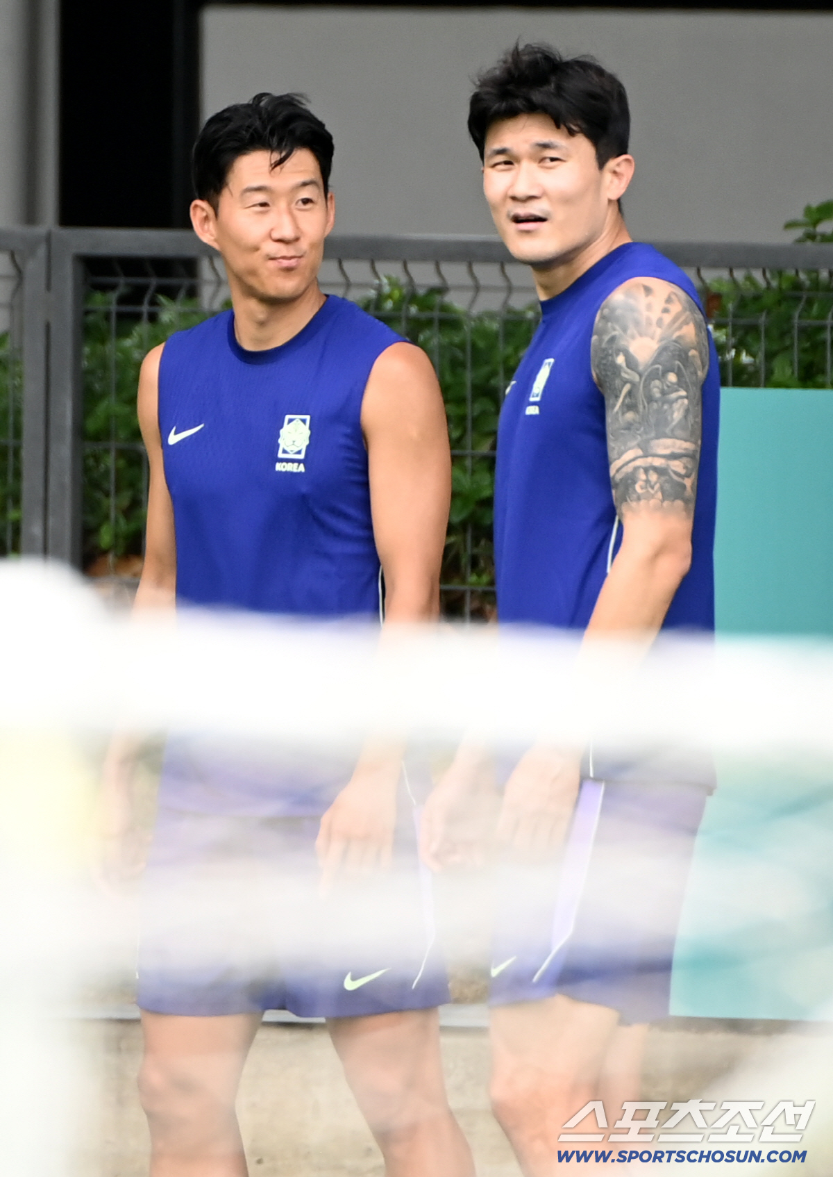 7일(한국시각) 멕시코 과달라하라의 대표팀 베이스캠프 훈련장인 치바스 베르데 바예에서 진행된 대한민국 월드컵 대표팀의 공식 훈련, 김민재와 손흥민이 훈련을 하고 있다. 과달라하라(멕시코)=허상욱 기자 wook@sportschosun.com/2026.06.07/