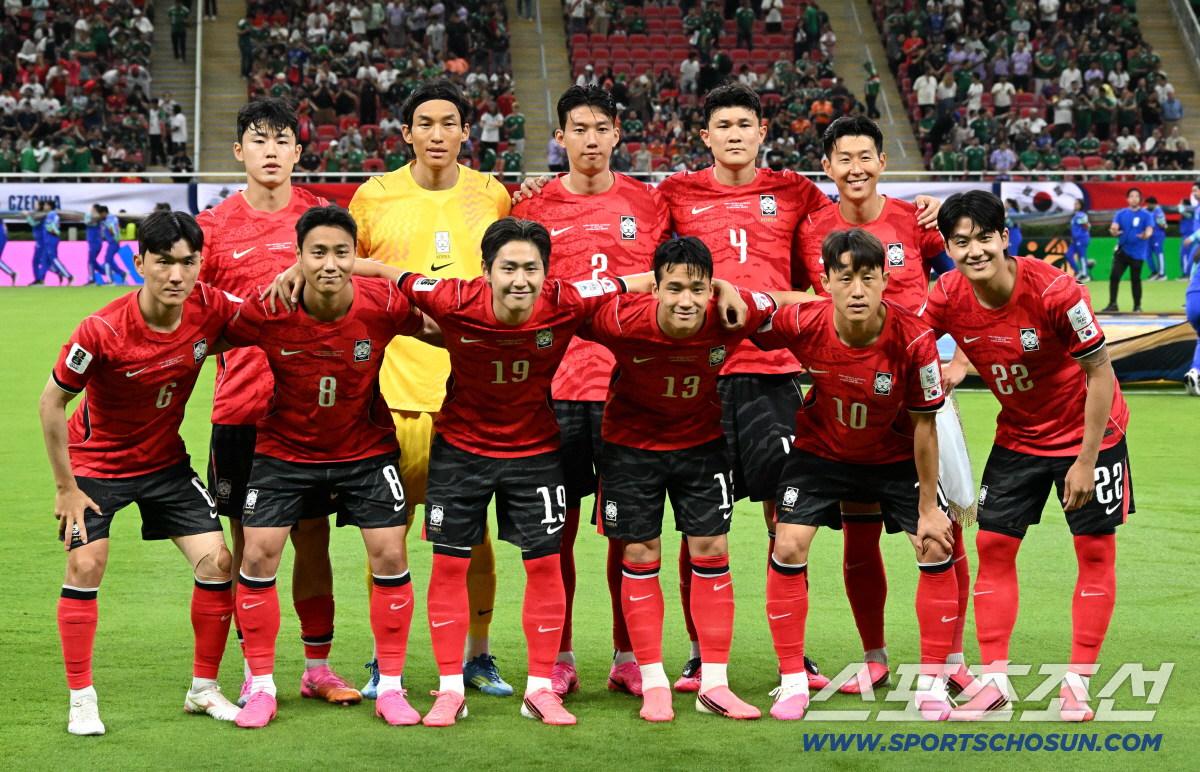 12일(한국시각) 멕시코 과달라하라 사포판의 에스타디오 과달라하라에서 열린 2026 북중미월드컵 대한민국과 체코의 경기. 체코전 베스트 11이 포즈를 취하고 있다. 사포판(멕시코)=허상욱 기자 wook@sportschosun.com/2026.06.12/